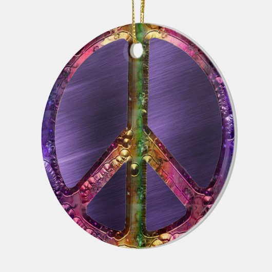 Metallic Grunge Paarse Peace Sign-kerstdecor Keramisch Ornament (Links)