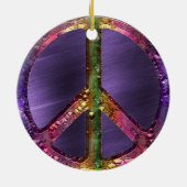 Metallic Grunge Paarse Peace Sign-kerstdecor Keramisch Ornament (Achterkant)