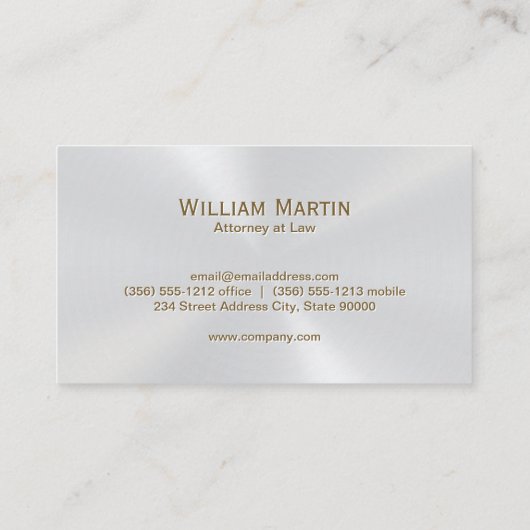 Metallic Hamer Logo | Recht | Advocaat Visitekaartje (Achterkant)