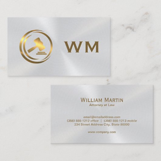 Metallic Hamer Logo | Recht | Advocaat Visitekaartje (Voorkant / Achterkant)