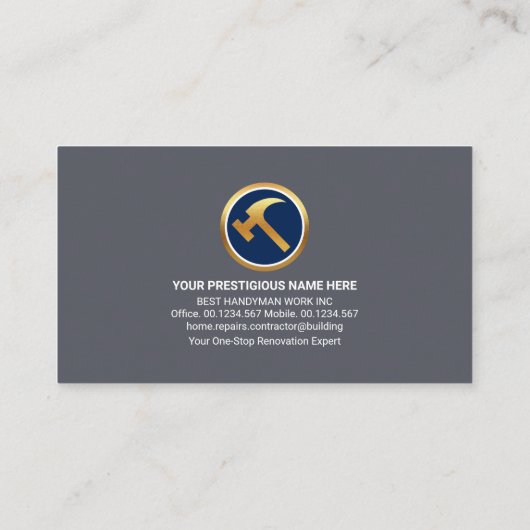 Metallic Handyman Tools Lijst Visitekaartje (Achterkant)