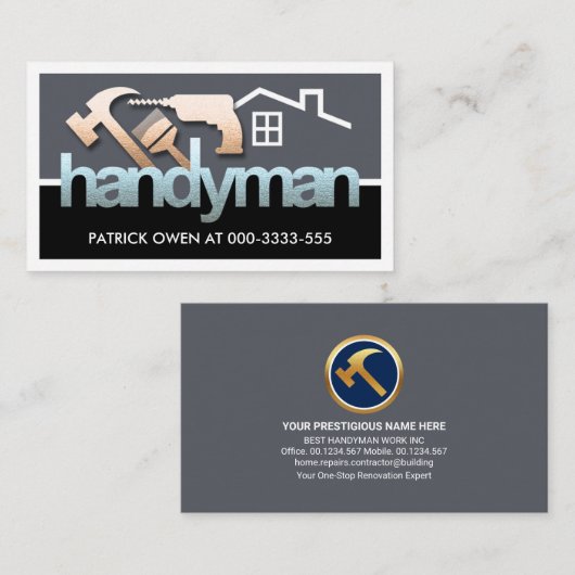 Metallic Handyman Tools Lijst Visitekaartje (Voorkant / Achterkant)