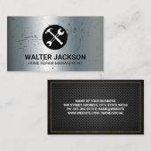 Metallic hardware tools | Grungy Scratched Visitekaartje (Voorkant / Achterkant)