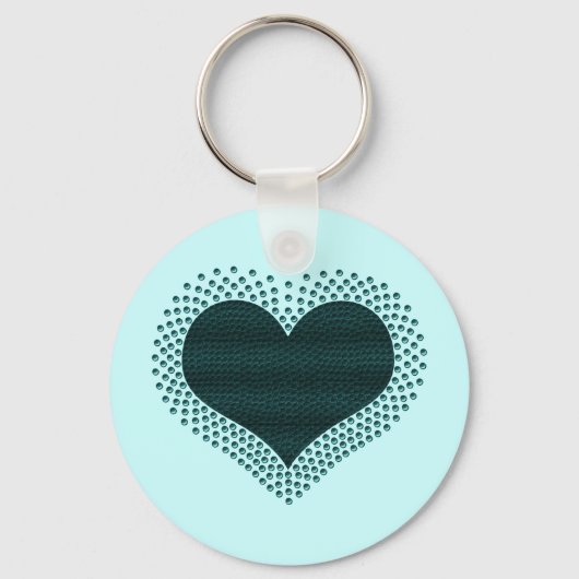 Metallic hartketting, Blauwgroen Sleutelhanger (Voorkant)