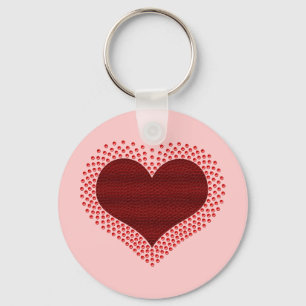 Metallic hartketting, rood sleutelhanger