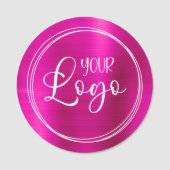 Metallic Heet Roze Cirkelvormige Logo Naamplaatje (Voorkant)