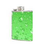 Metallic heldere groene Abstracte Regen druppels Heupfles (Links)