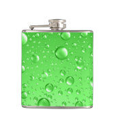 Metallic heldere groene Abstracte Regen druppels Heupfles (Voorkant)