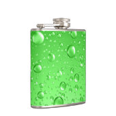 Metallic heldere groene Abstracte Regen druppels Heupfles (Rechts)