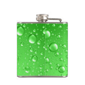 Metallic heldere groene Abstracte Regen druppels Heupfles (Achterkant)