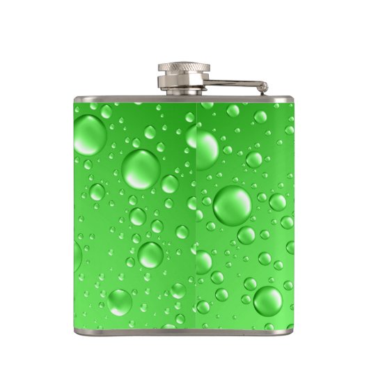 Metallic heldere groene Abstracte Regen druppels Heupfles (Achterkant)