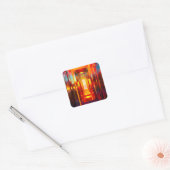 Metallic hemellucht vierkante sticker (Envelop)