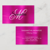 Metallic Hete Roze Folie Fancy Monogram Visitekaartje (Voorkant / Achterkant)