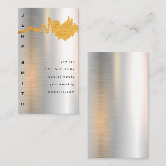 Metallic High Gloss | Brass Scribble Visitekaartje (Voorkant / Achterkant)