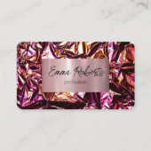 Metallic holografisch roze visitekaartje (Voorkant)