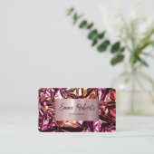 Metallic holografisch roze visitekaartje (Staand voorkant)