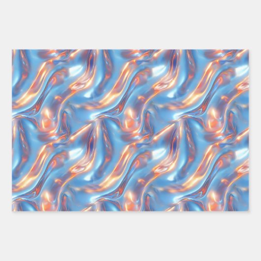 Metallic Holographic Pattern Blue Purple Girly Inpakpapier Vel (Voorkant)