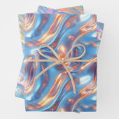 Metallic Holographic Pattern Blue Purple Girly Inpakpapier Vel (In situ)