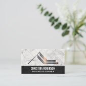Metallic Home Logo | Witte marmeren Tegels Visitekaartje (Staand voorkant)