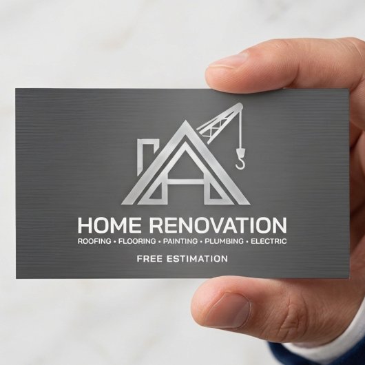 Metallic Home Renovation Structural Contractor Visitekaartje
