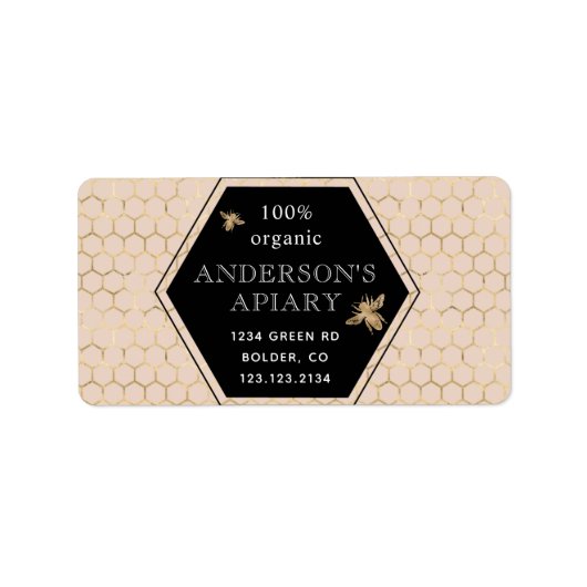 metallic honingraat koningin bijenkoningbijenkonin etiket (Voorkant)