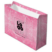 Metallic Hot Pink Glitter Logo Papier boodschappen Groot Cadeauzakje (Voorkant Gekanteld)