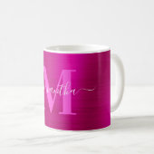Metallic Hot Pink Signature Monogram Koffiemok (Voorkant rechts)