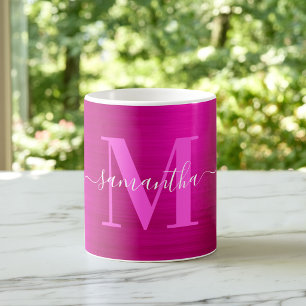 Metallic Hot Pink Signature Monogram Koffiemok