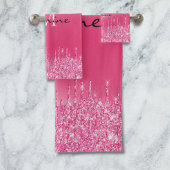 Metallic hot-roze druppelaar Glitter Monogramed Bad Handdoek