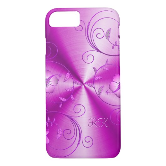 Metallic hot-roze look met Floral-accessoires Case-Mate iPhone Case (Achterkant)