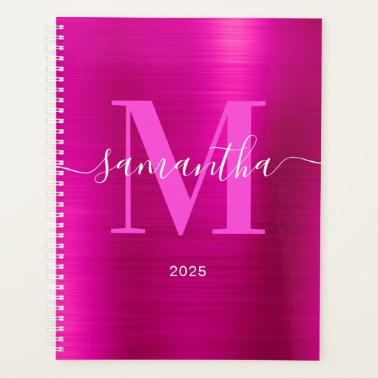 Metallic Hot Roze Signatuur Monogram 2025 Planner (Voorkant)