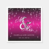 Metallic hot-roze ster lampjes design servetten (Voorkant)