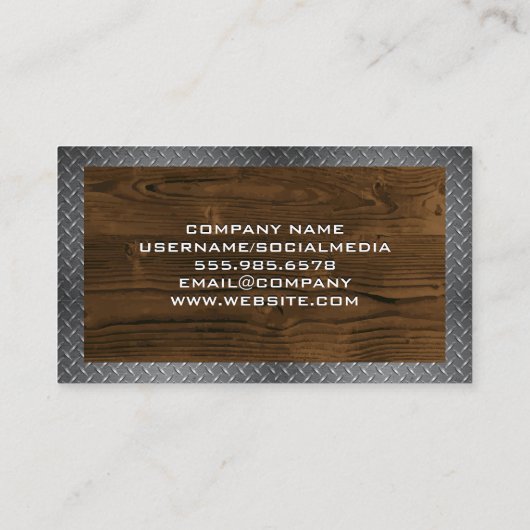 Metallic House Logo | Hout en metaal Visitekaartje (Achterkant)