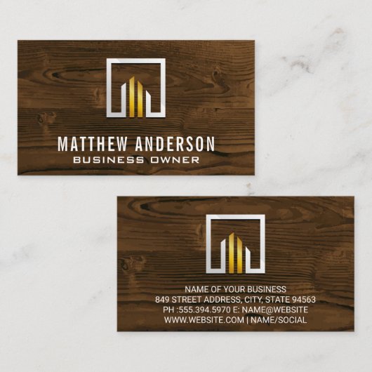 Metallic | Hout | timmerwerk Visitekaartje (Voorkant / Achterkant)