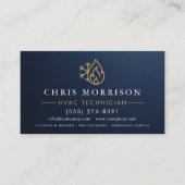 Metallic HVAC Navy Blue Gold Modern Visitekaartje (Voorkant)