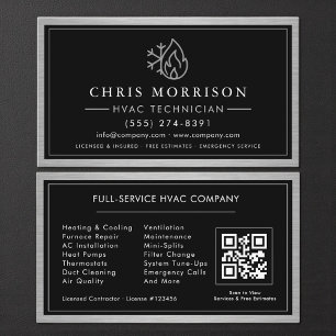Metallic HVAC-technicus QR-code Visitekaartje