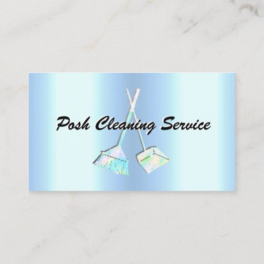 Metallic Ice Blue Sjabloon posh Cleaning Service Visitekaartje (Achterkant)