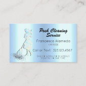 Metallic Ice Blue Sjabloon posh Cleaning Service Visitekaartje (Voorkant)