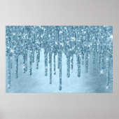Metallic ijsblauwe druppel | Glitzy Glam Glitter M Poster (Voorkant)