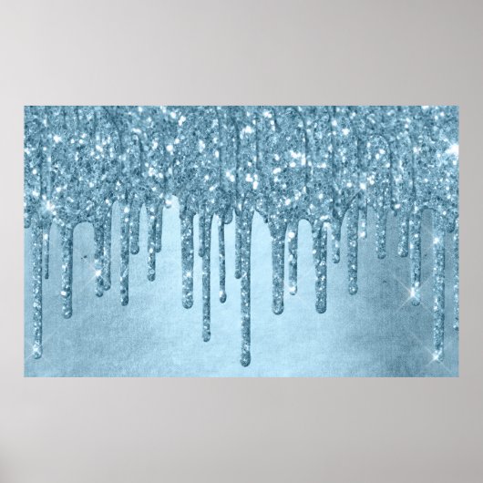 Metallic ijsblauwe druppel | Glitzy Glam Glitter M Poster (Voorkant)