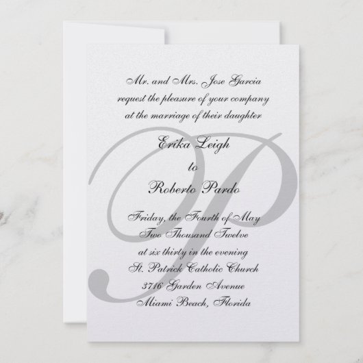 Metallic ijswitboek Monogram bruiloft uitnodigen Kaart (Achterkant)