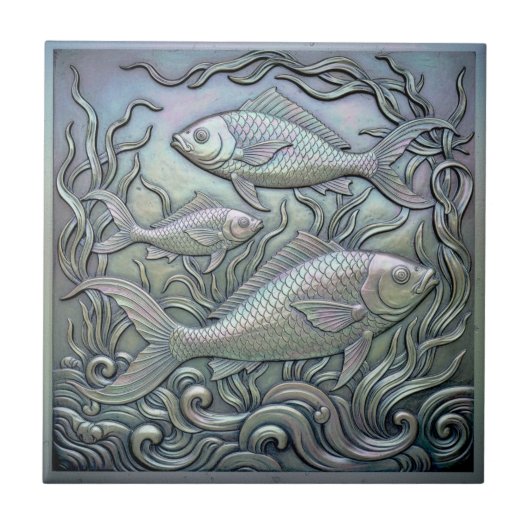 Metallic Iridescent Fish D1223 Tegeltje (Voorkant)