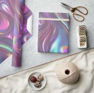 Metallic Iridescent Rainbow Pink Aqua Purple  Cadeaupapier