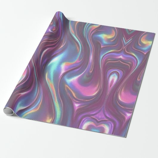 Metallic Iridescent Rainbow Pink Aqua Purple  Cadeaupapier (Uitgerold)