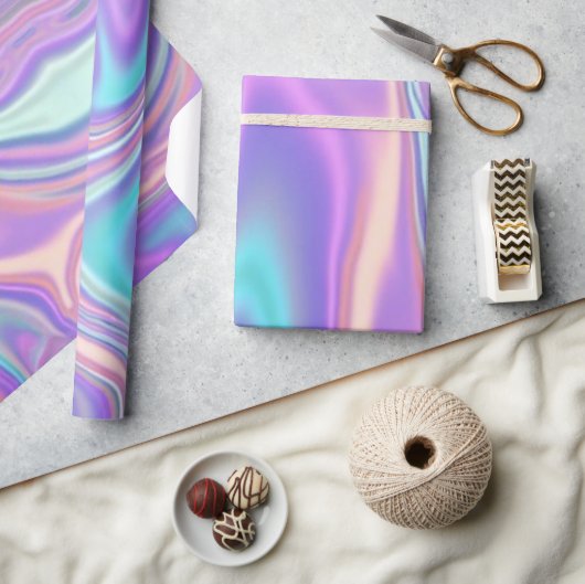 Metallic Iridescent Rainbow Pink Aqua Purple Cadeaupapier (Crafts)