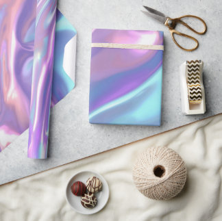 Metallic Iridescent Rainbow Pink Aqua Purple  Cadeaupapier