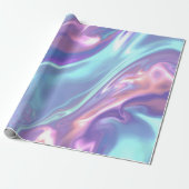 Metallic Iridescent Rainbow Pink Aqua Purple Cadeaupapier (Uitgerold)