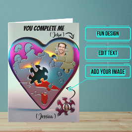 Metallic je maakt me puzzel hart verjaardag kaart