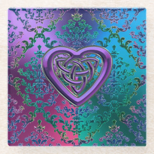 Metallic kant met Celtic Heart Onderzetter Glazen Onderzetter
