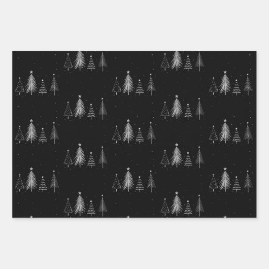 Metallic kerstbomen Black Inpakpapier Vel (Voorkant 3)